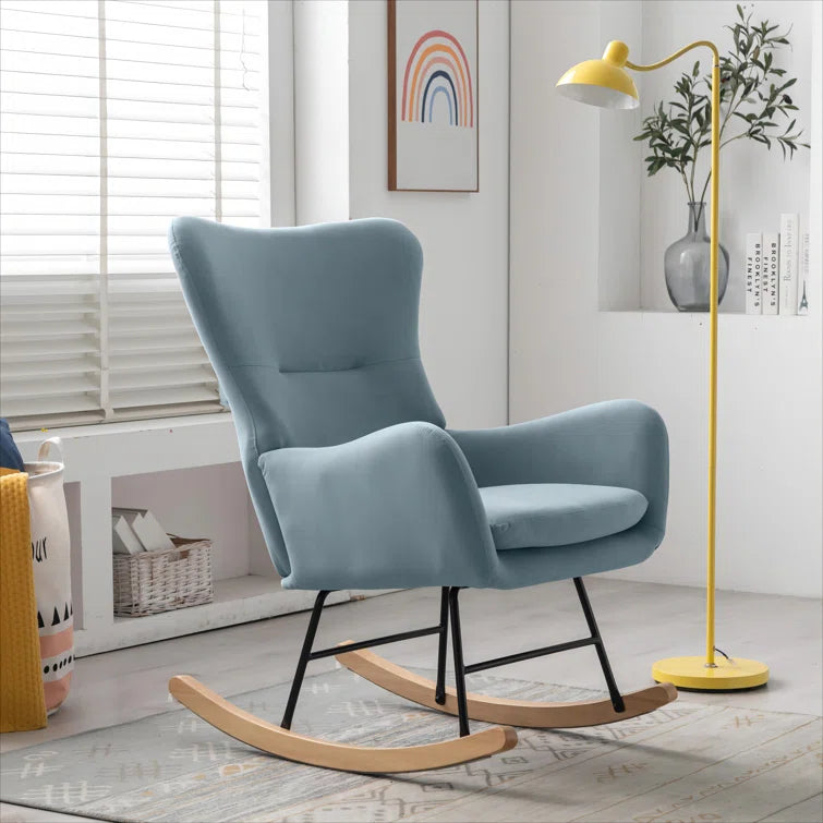 26''Wide Modern Stylish Upholstered Arms Nursery Rocking Accent Chair