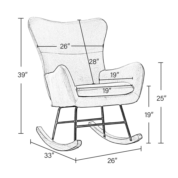 26''Wide Modern Stylish Upholstered Arms Nursery Rocking Accent Chair