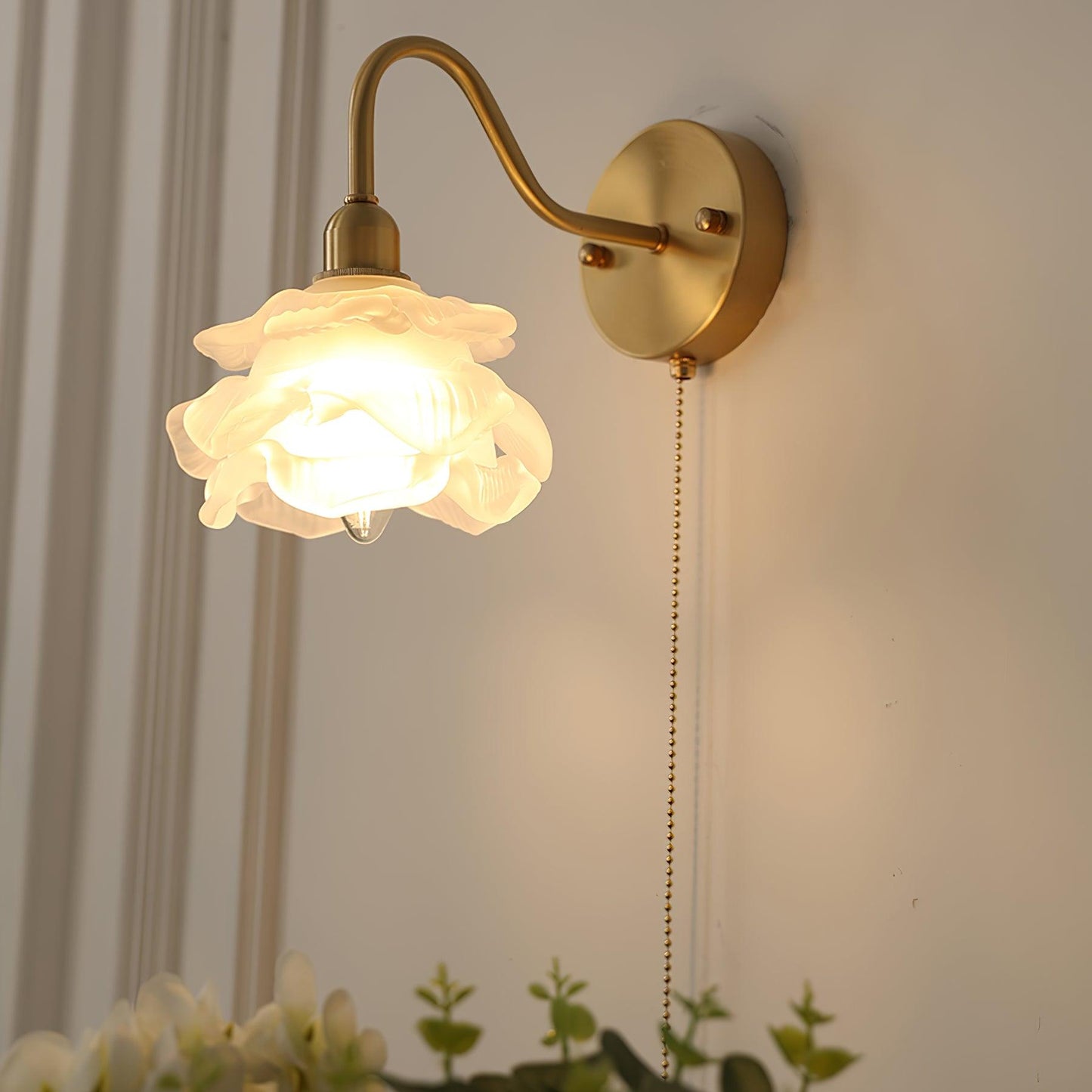 Rose Brass Wall Light