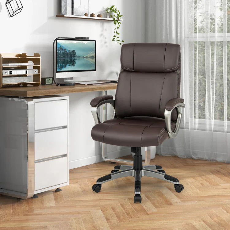 360° Rotating Office Chair PU Leather Executive Desk Chair Adjustable Height and Wheels