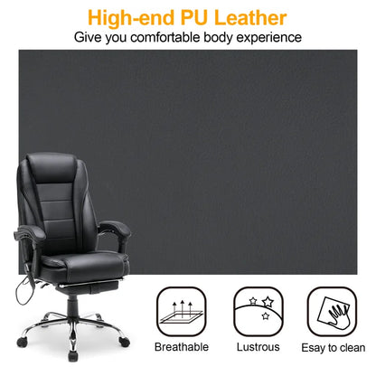 Reclining Office Chair with Massage and Heating Function, Ergonomic Office Chair with Footrest