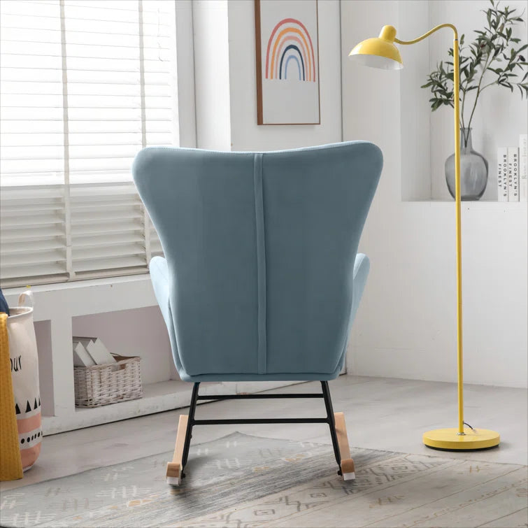 26''Wide Modern Stylish Upholstered Arms Nursery Rocking Accent Chair