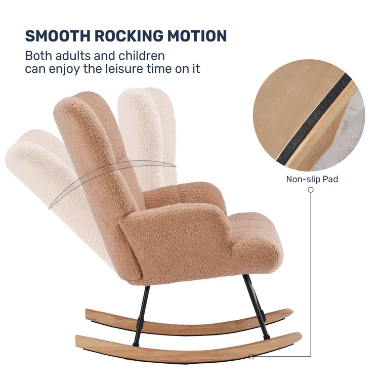 Rocking Chair Teddy Cushion, Soft Fabric, Modern Style Decorative Chair, Suitable for Living Room, Bedroom